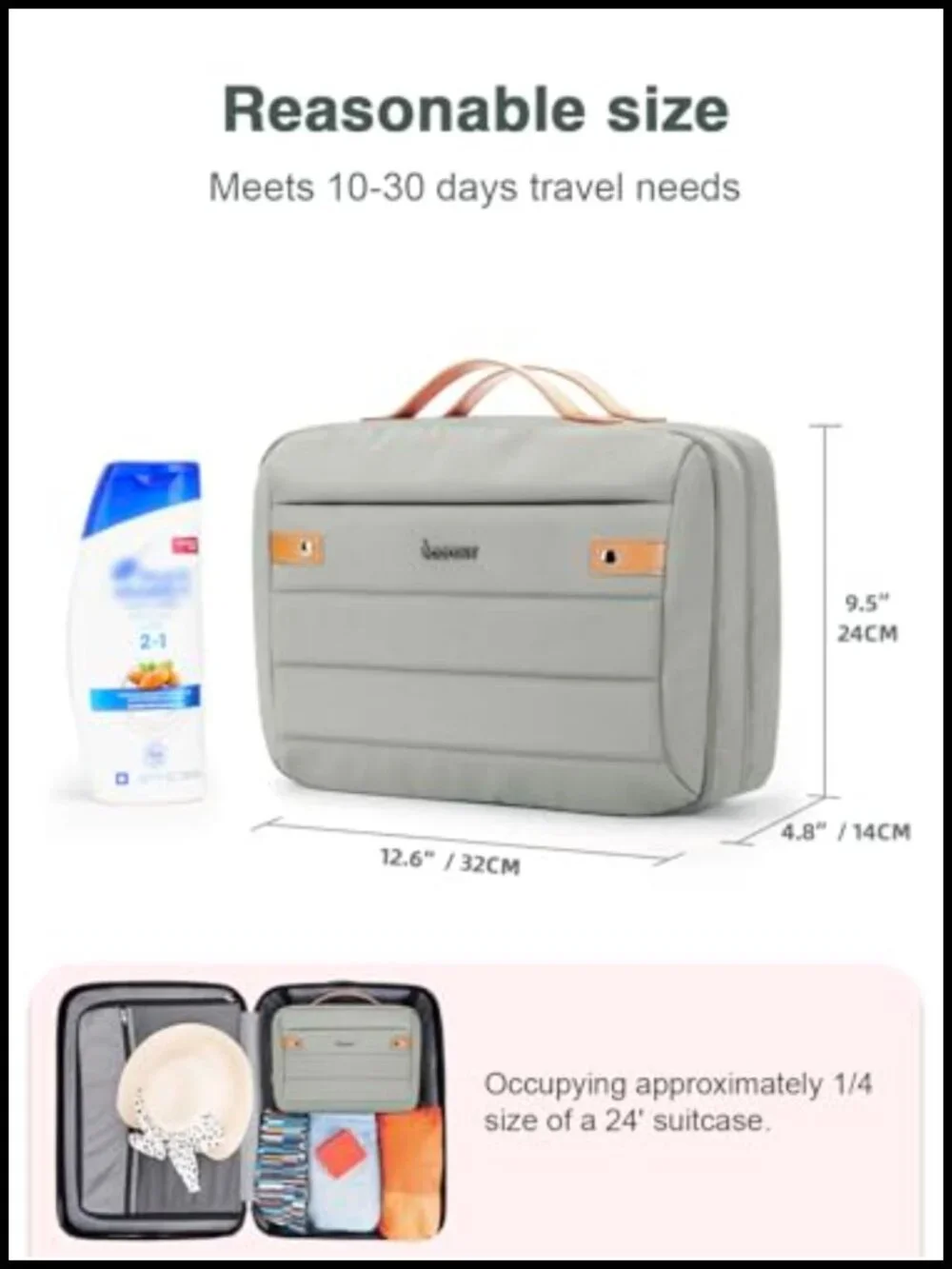 Waterproof Hanging Toiletry Bag with Jewelry Storage, Large Capacity Travel